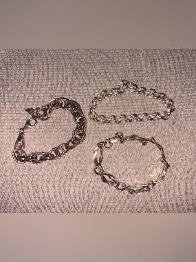 A Lot of Three Sterling Silver Bracelets